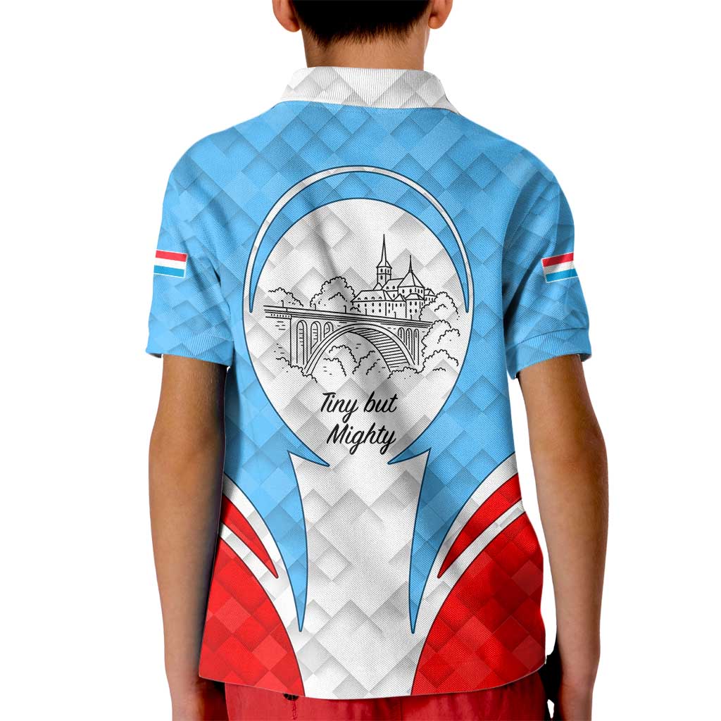 Luxembourg Kid Polo Shirt with National Coat of Arms and Letzebuerg Text Design