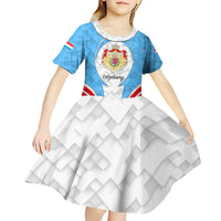 Luxembourg Kid Short Sleeve Dress with National Coat of Arms and Letzebuerg Text Design