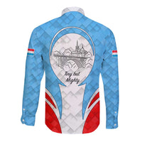 Luxembourg Long Sleeve Button Shirt with National Coat of Arms and Letzebuerg Text Design