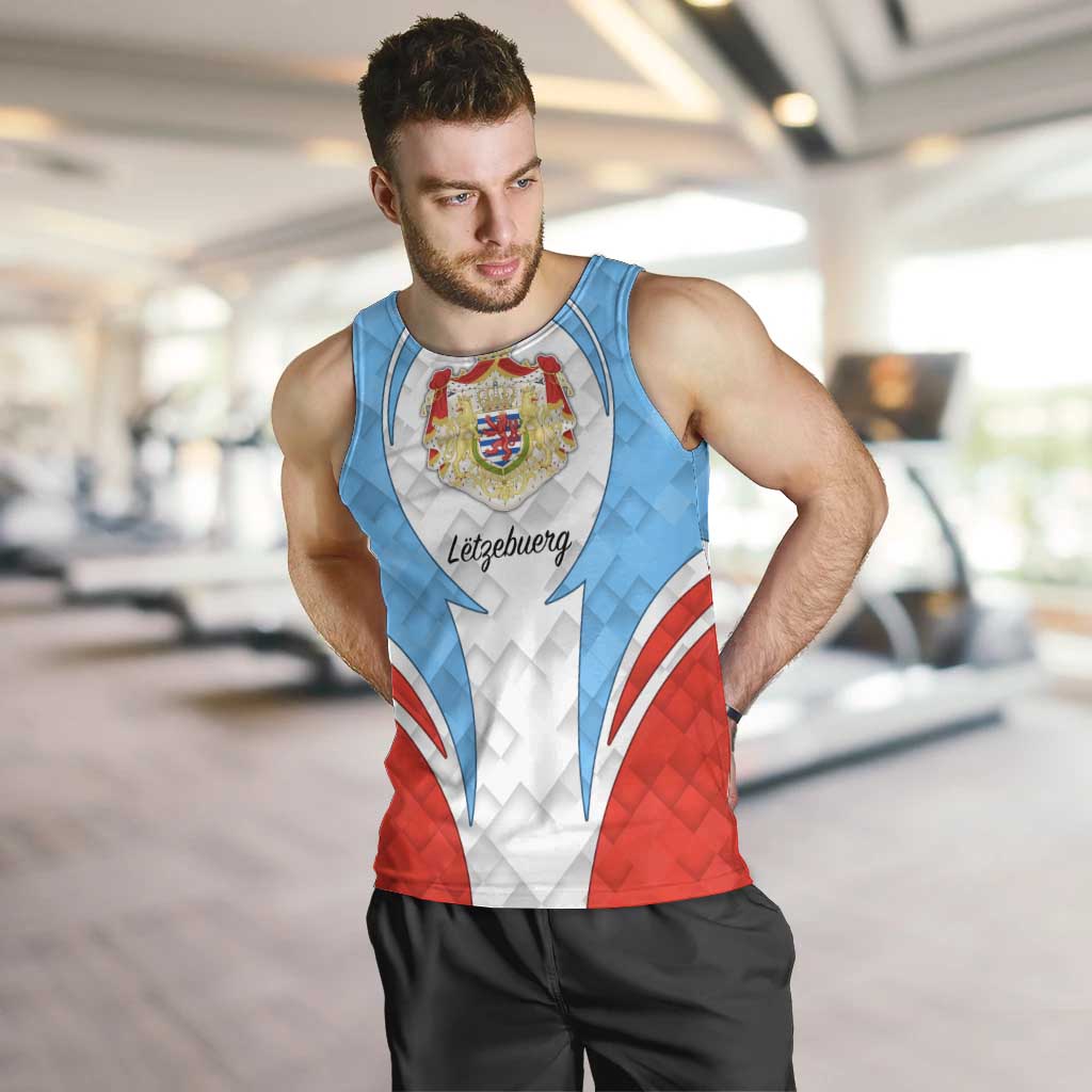 Luxembourg Men Tank Top with National Coat of Arms and Letzebuerg Text Design
