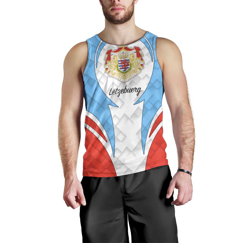 Luxembourg Men Tank Top with National Coat of Arms and Letzebuerg Text Design
