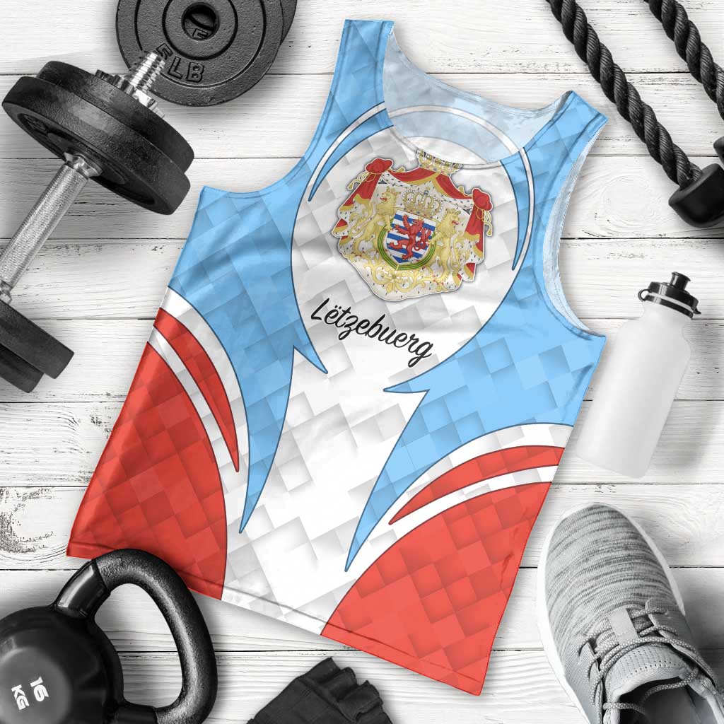 Luxembourg Men Tank Top with National Coat of Arms and Letzebuerg Text Design