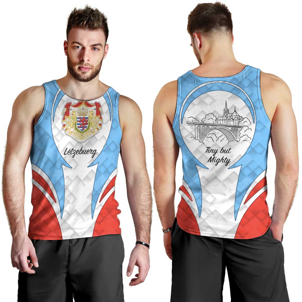 Luxembourg Men Tank Top with National Coat of Arms and Letzebuerg Text Design