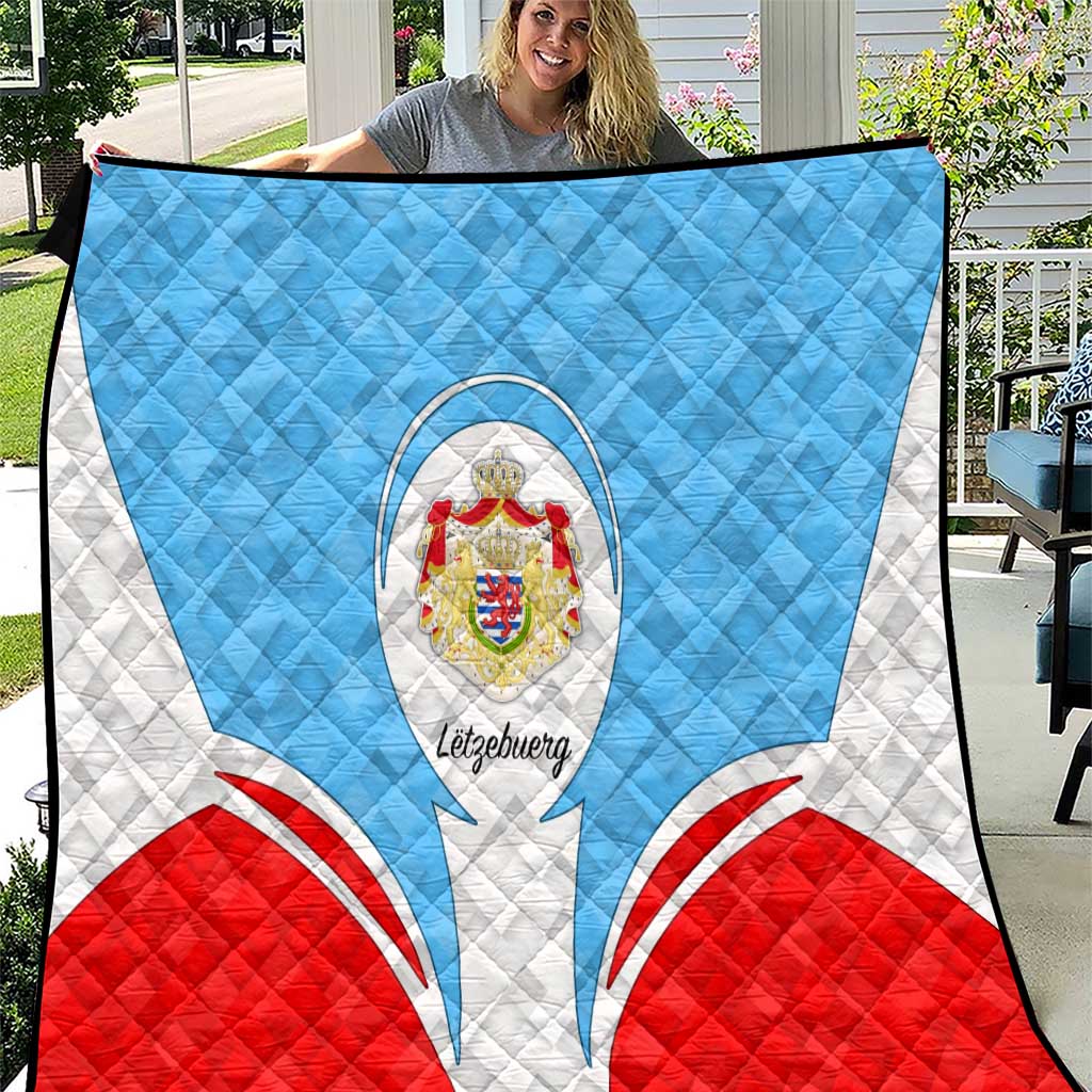 Luxembourg Quilt with National Coat of Arms and Letzebuerg Text Design