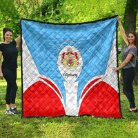 Luxembourg Quilt with National Coat of Arms and Letzebuerg Text Design