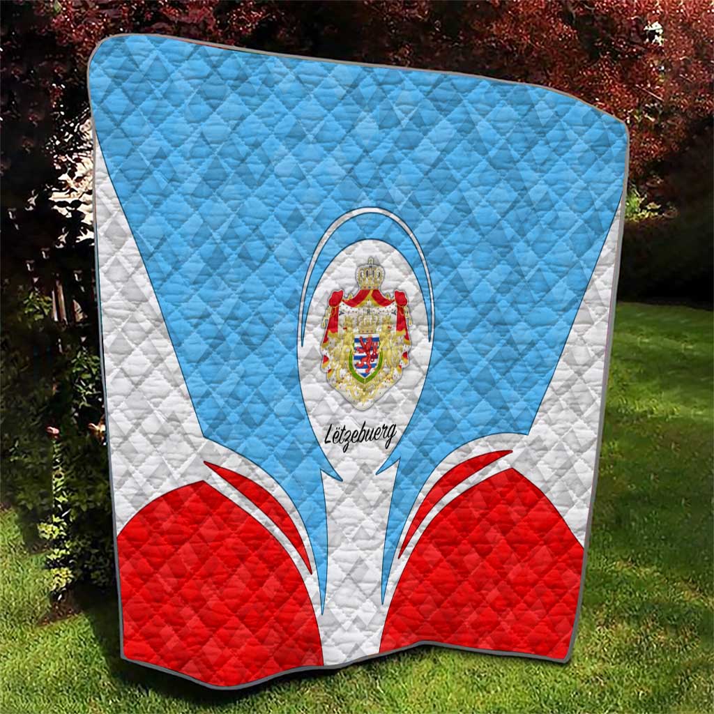 Luxembourg Quilt with National Coat of Arms and Letzebuerg Text Design