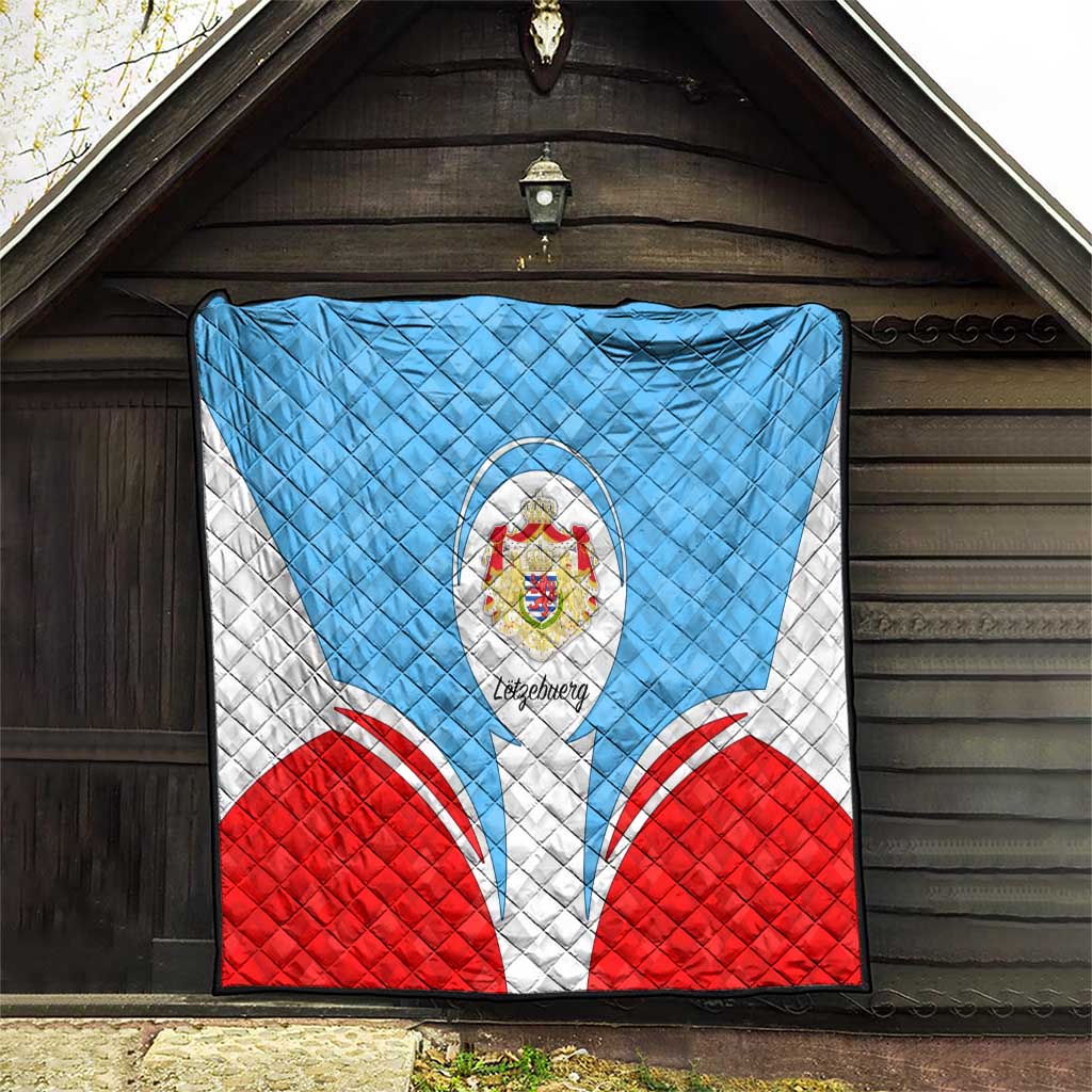 Luxembourg Quilt with National Coat of Arms and Letzebuerg Text Design