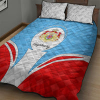 Luxembourg Quilt Bed Set with National Coat of Arms and Letzebuerg Text Design