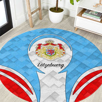 Luxembourg Round Carpet with National Coat of Arms and Letzebuerg Text Design