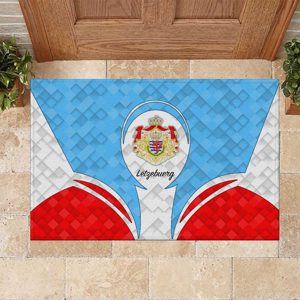Luxembourg Rubber Doormat with National Coat of Arms and Letzebuerg Text Design