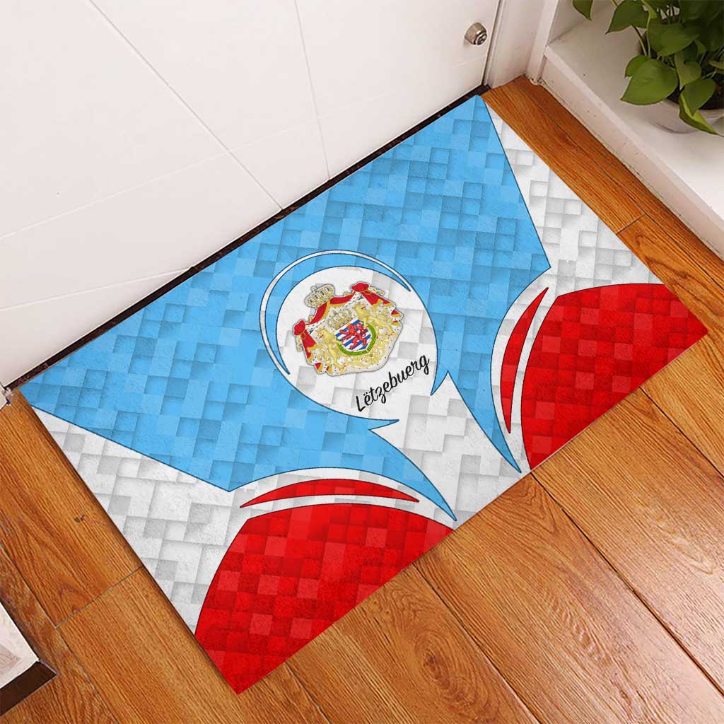 Luxembourg Rubber Doormat with National Coat of Arms and Letzebuerg Text Design
