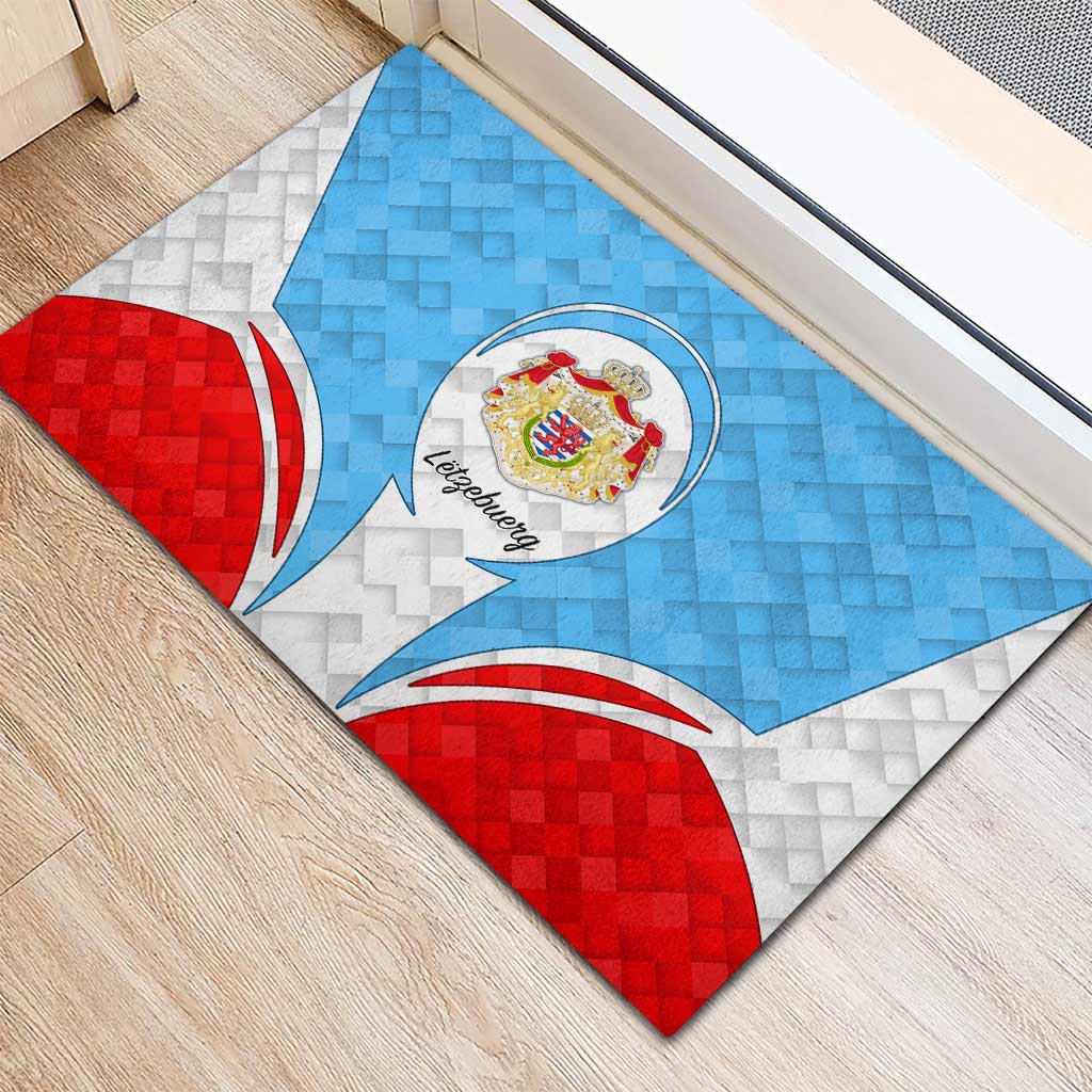 Luxembourg Rubber Doormat with National Coat of Arms and Letzebuerg Text Design