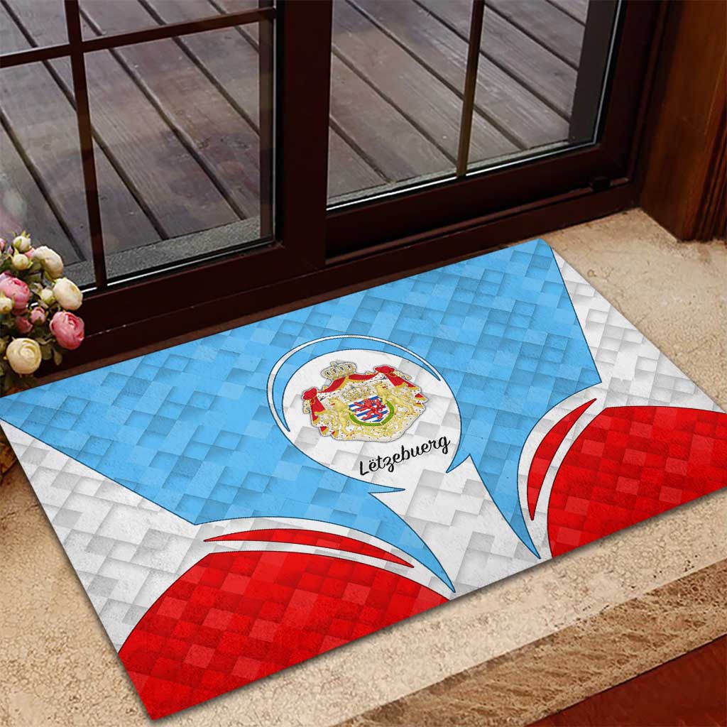 Luxembourg Rubber Doormat with National Coat of Arms and Letzebuerg Text Design