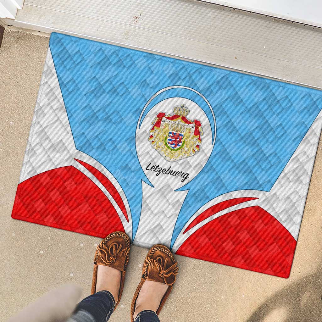Luxembourg Rubber Doormat with National Coat of Arms and Letzebuerg Text Design
