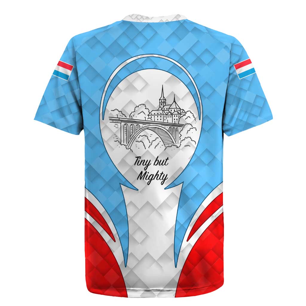 Luxembourg Rugby Jersey with National Coat of Arms and Letzebuerg Text Design
