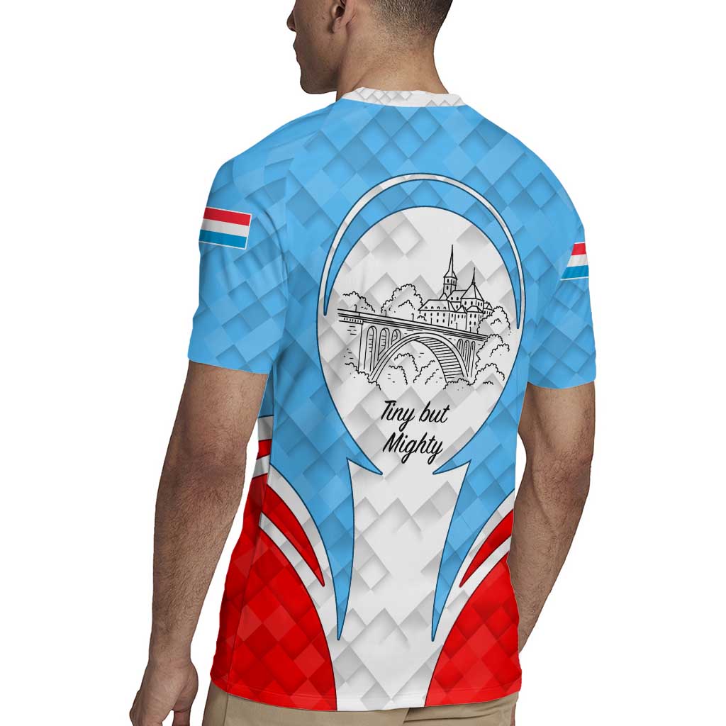 Luxembourg Rugby Jersey with National Coat of Arms and Letzebuerg Text Design