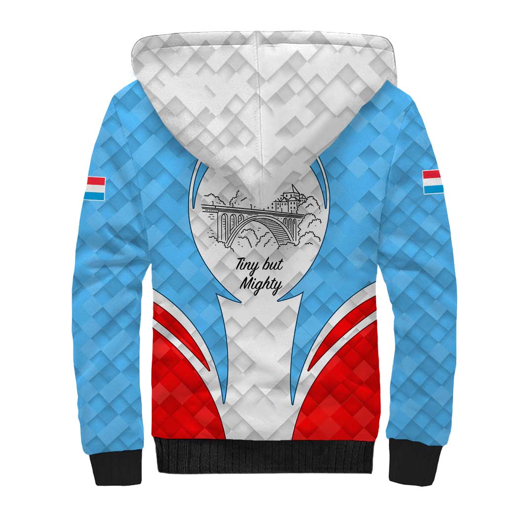 Luxembourg Sherpa Hoodie with National Coat of Arms and Letzebuerg Text Design