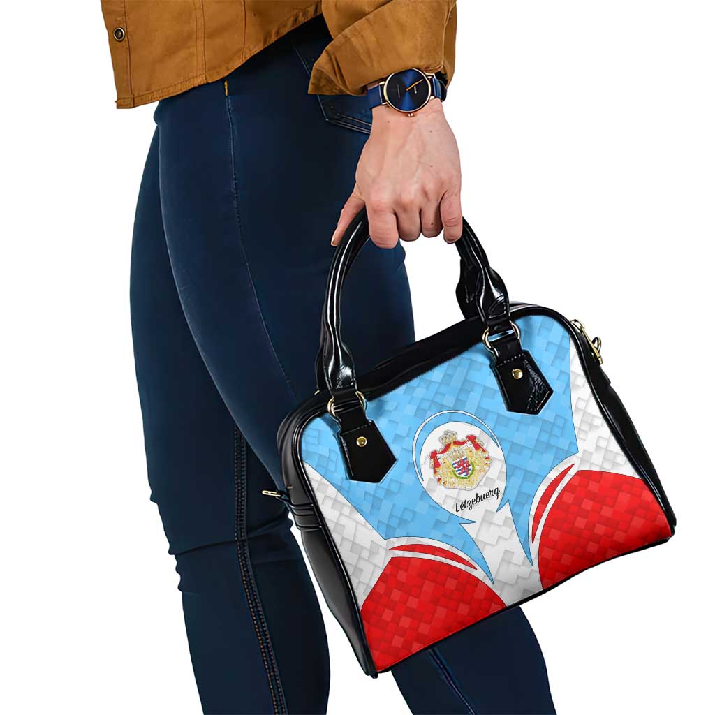 Luxembourg Shoulder Handbag with National Coat of Arms and Letzebuerg Text Design
