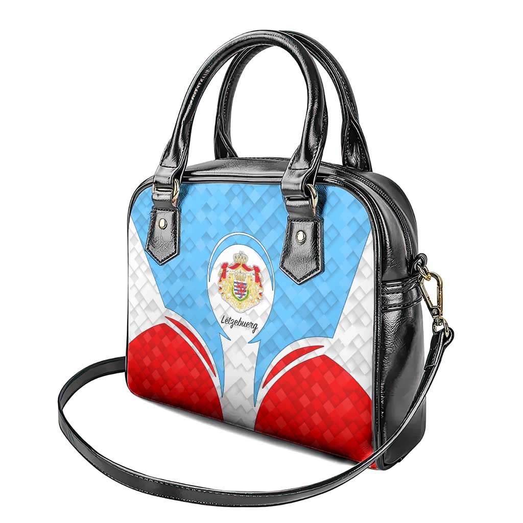 Luxembourg Shoulder Handbag with National Coat of Arms and Letzebuerg Text Design