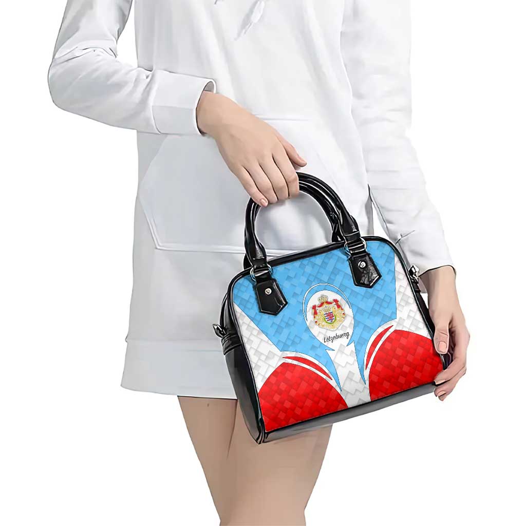 Luxembourg Shoulder Handbag with National Coat of Arms and Letzebuerg Text Design