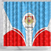 Luxembourg Shower Curtain with National Coat of Arms and Letzebuerg Text Design