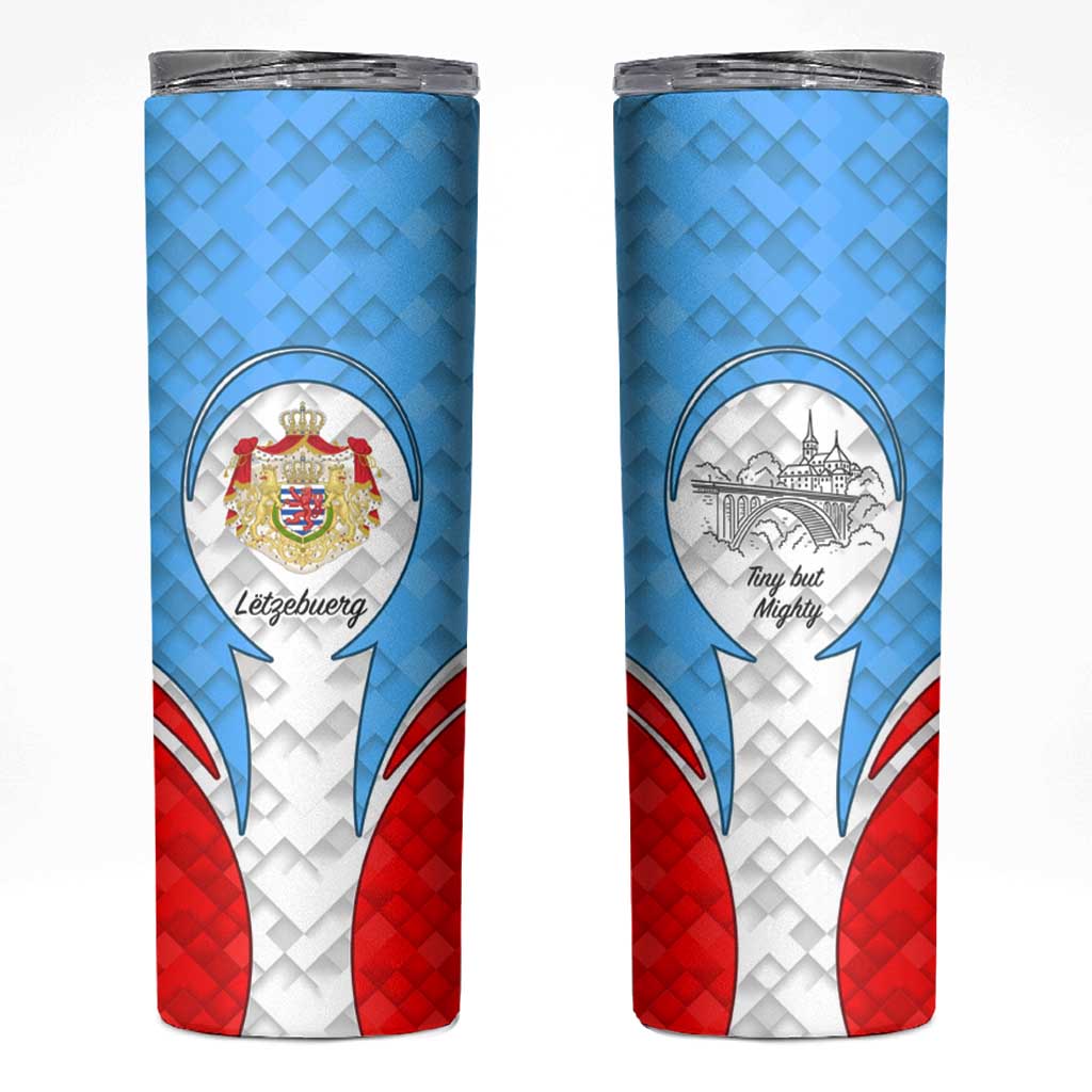 Luxembourg Skinny Tumbler with National Coat of Arms and Letzebuerg Text Design