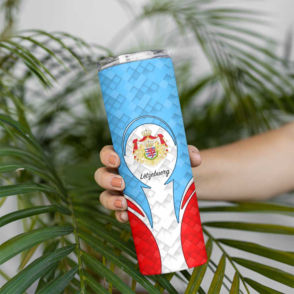 Luxembourg Skinny Tumbler with National Coat of Arms and Letzebuerg Text Design