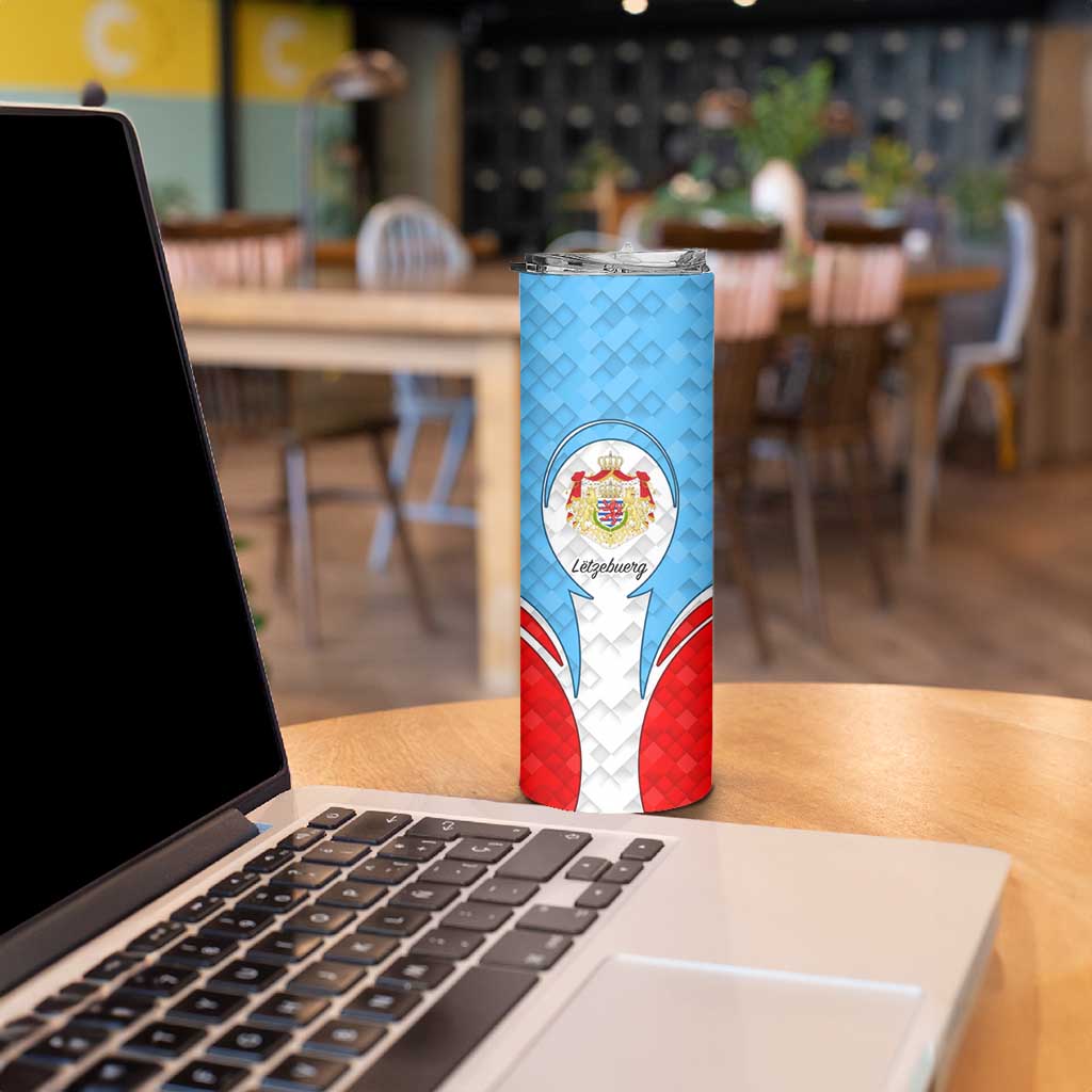 Luxembourg Skinny Tumbler with National Coat of Arms and Letzebuerg Text Design