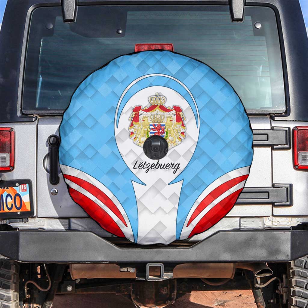 Luxembourg Spare Tire Cover with National Coat of Arms and Letzebuerg Text Design