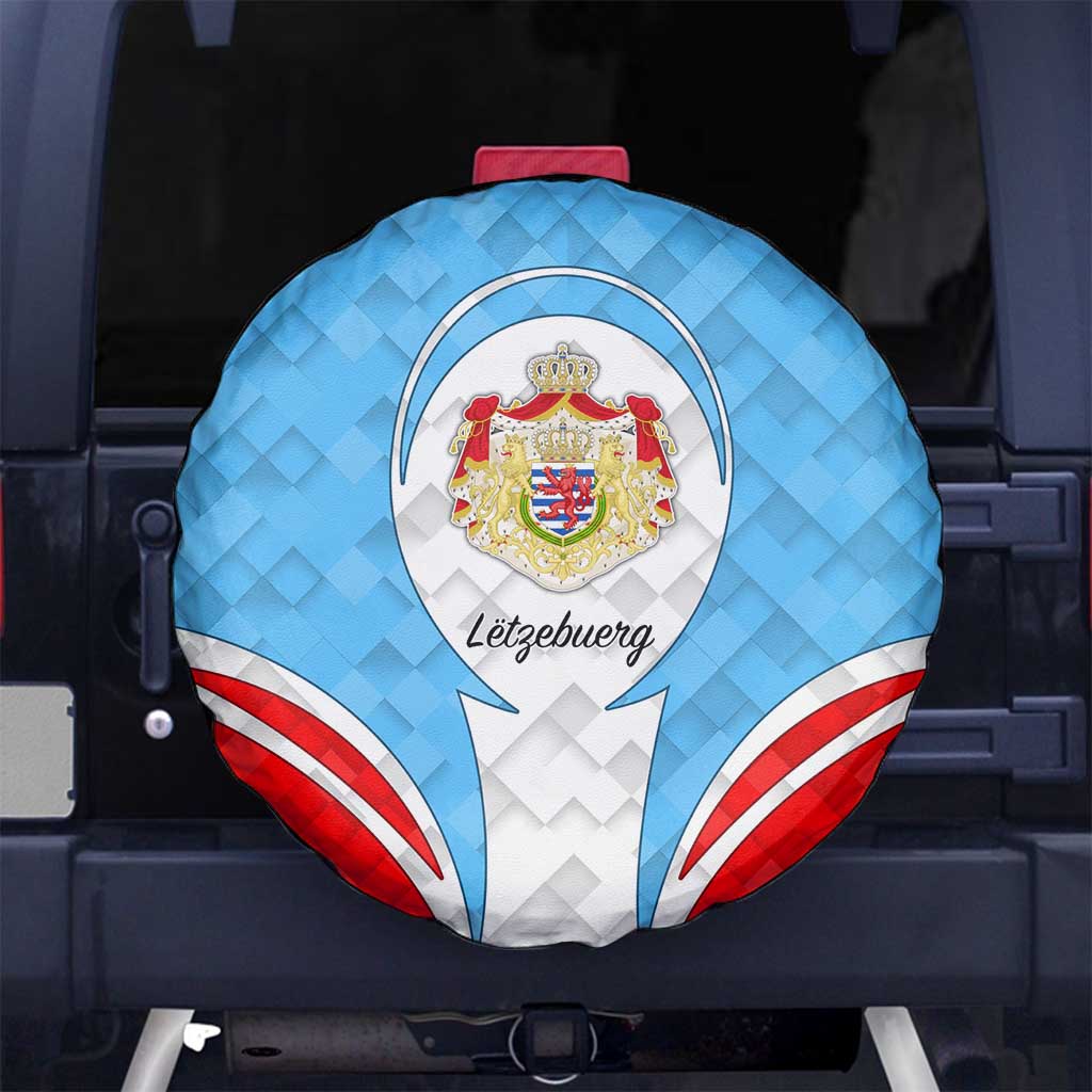 Luxembourg Spare Tire Cover with National Coat of Arms and Letzebuerg Text Design
