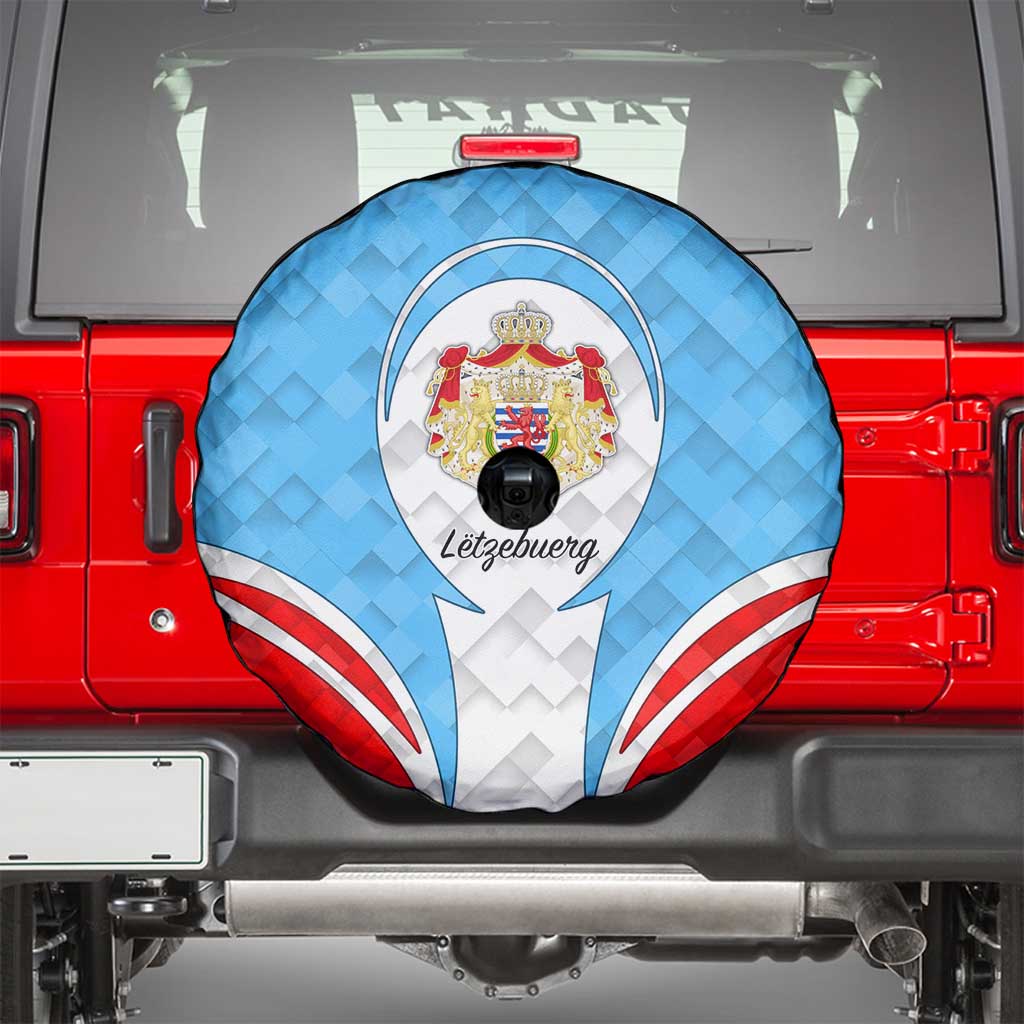 Luxembourg Spare Tire Cover with National Coat of Arms and Letzebuerg Text Design