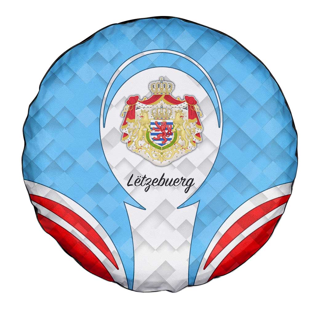 Luxembourg Spare Tire Cover with National Coat of Arms and Letzebuerg Text Design