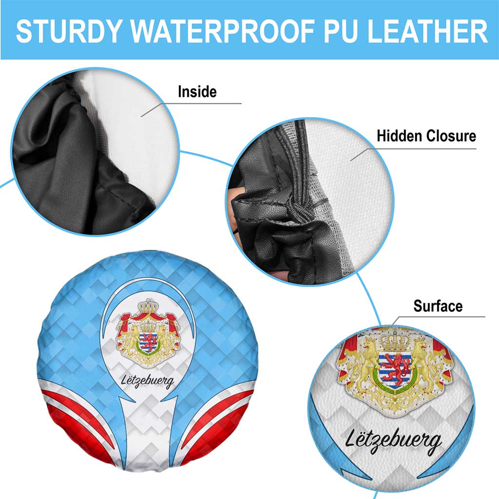 Luxembourg Spare Tire Cover with National Coat of Arms and Letzebuerg Text Design