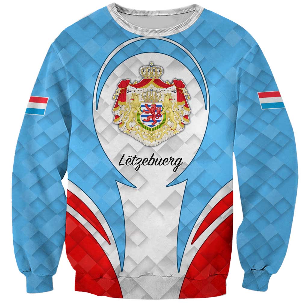 Luxembourg Sweatshirt with National Coat of Arms and Letzebuerg Text Design