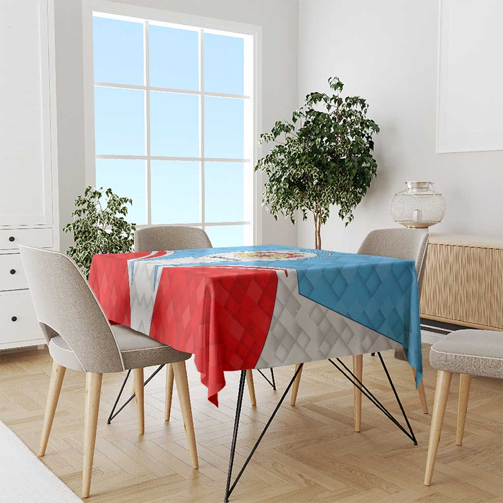 Luxembourg Tablecloth with National Coat of Arms and Letzebuerg Text Design