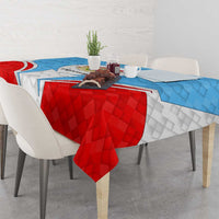 Luxembourg Tablecloth with National Coat of Arms and Letzebuerg Text Design