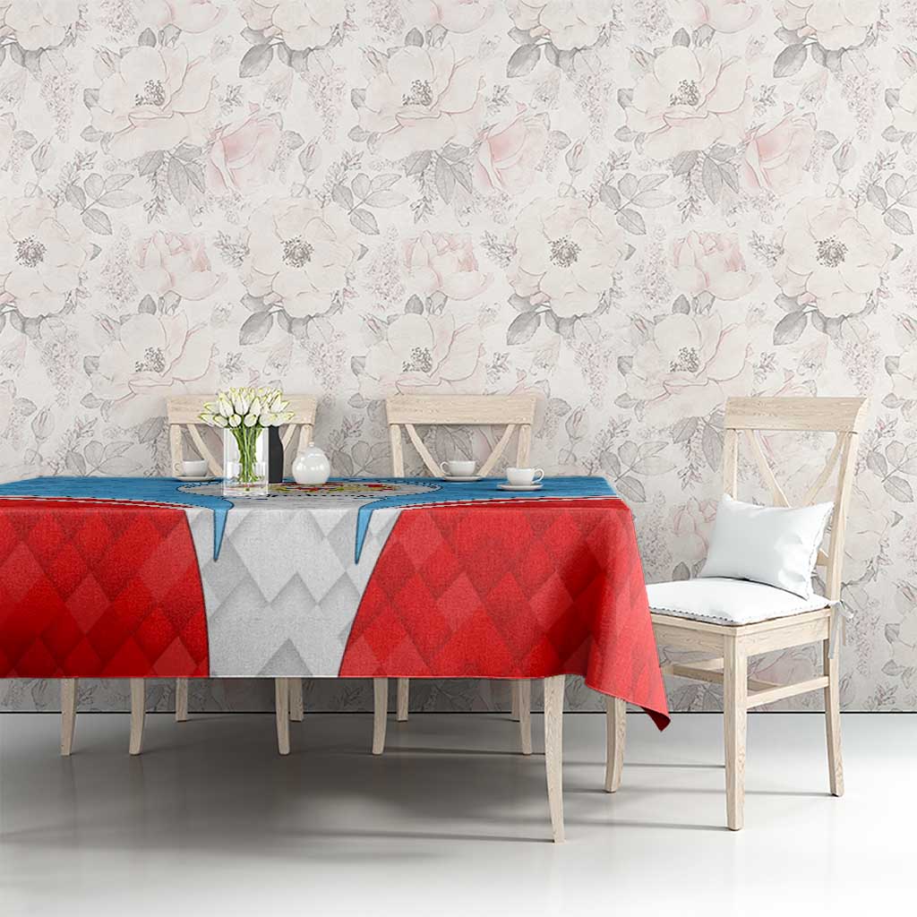 Luxembourg Tablecloth with National Coat of Arms and Letzebuerg Text Design