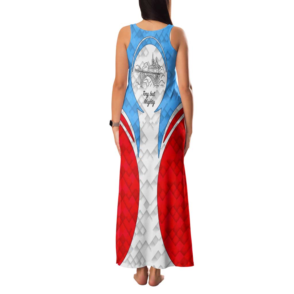 Luxembourg Tank Maxi Dress with National Coat of Arms and Letzebuerg Text Design