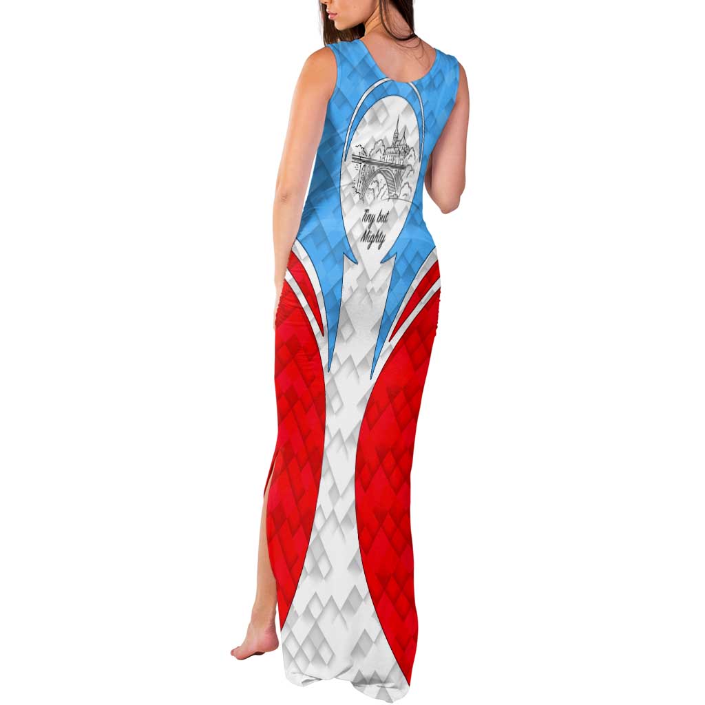 Luxembourg Tank Maxi Dress with National Coat of Arms and Letzebuerg Text Design