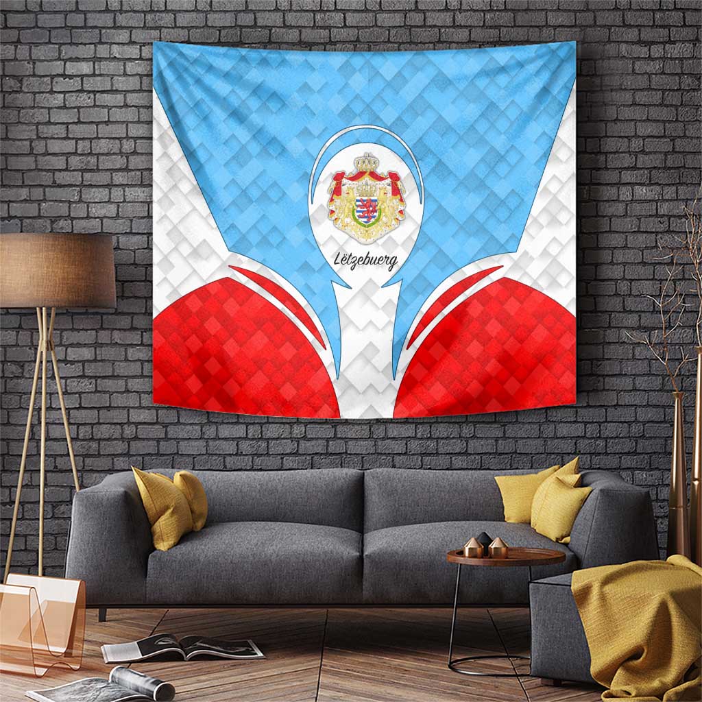 Luxembourg Tapestry with National Coat of Arms and Letzebuerg Text Design