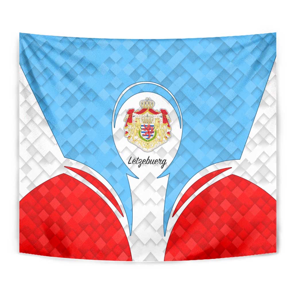 Luxembourg Tapestry with National Coat of Arms and Letzebuerg Text Design