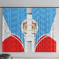 Luxembourg Window Curtain with National Coat of Arms and Letzebuerg Text Design