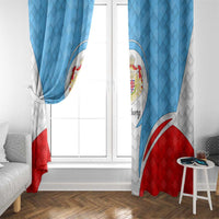 Luxembourg Window Curtain with National Coat of Arms and Letzebuerg Text Design