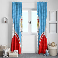 Luxembourg Window Curtain with National Coat of Arms and Letzebuerg Text Design