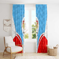 Luxembourg Window Curtain with National Coat of Arms and Letzebuerg Text Design