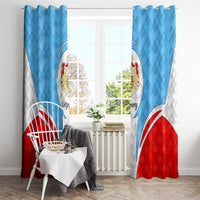 Luxembourg Window Curtain with National Coat of Arms and Letzebuerg Text Design