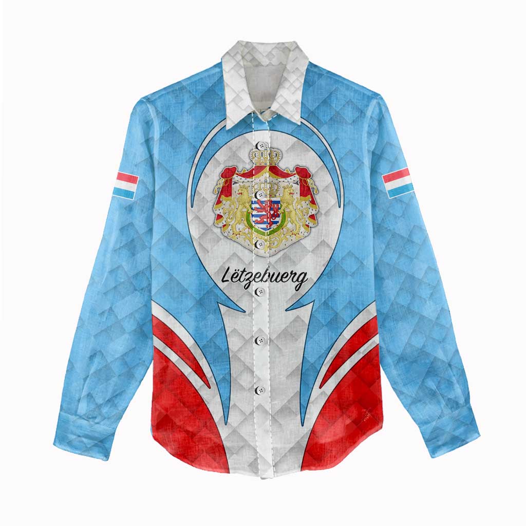 Luxembourg Women Casual Shirt with National Coat of Arms and Letzebuerg Text Design