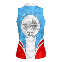 Luxembourg Women Sleeveless Polo Shirt with National Coat of Arms and Letzebuerg Text Design
