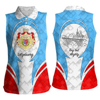 Luxembourg Women Sleeveless Polo Shirt with National Coat of Arms and Letzebuerg Text Design
