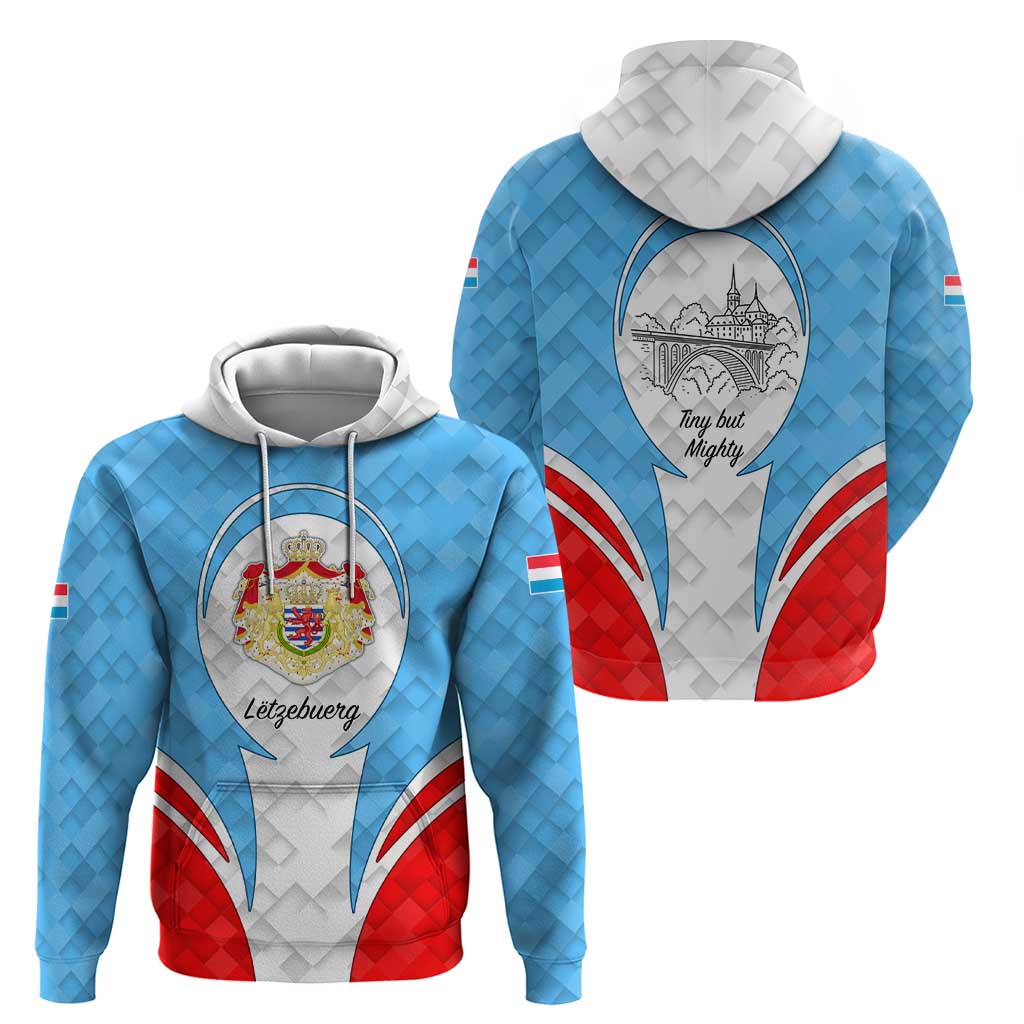 Luxembourg Zip Hoodie with National Coat of Arms and Letzebuerg Text Design